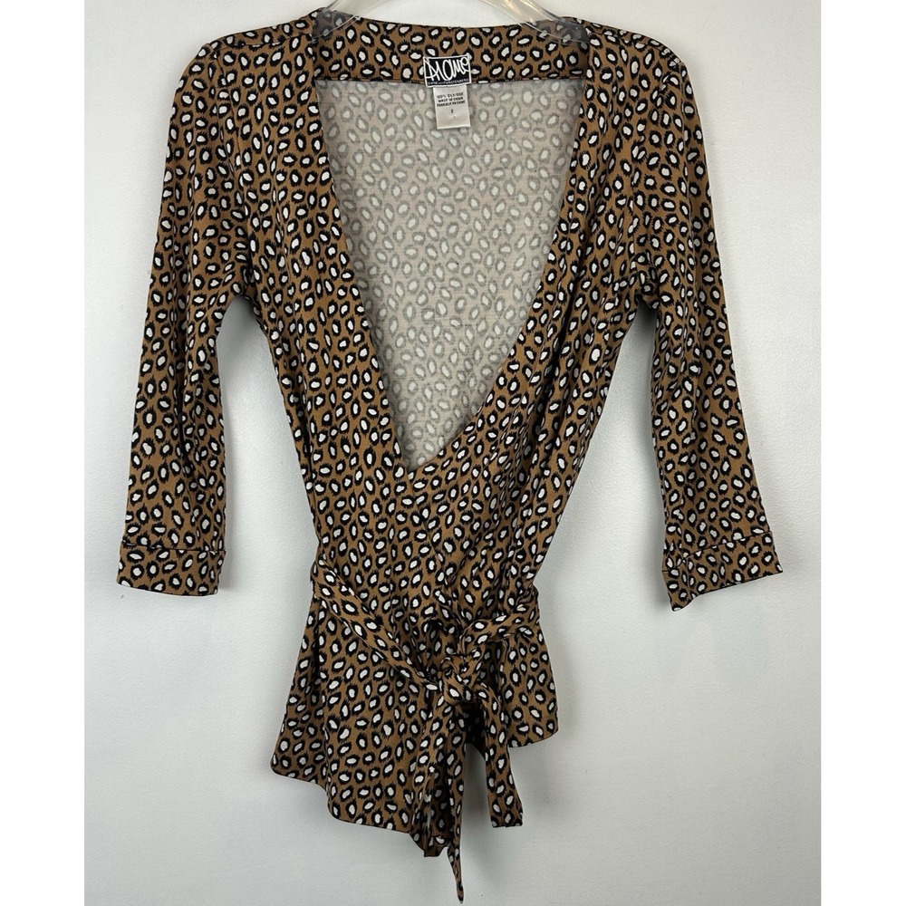 Diane Von Furstenberg Wrap Blouse Top Shirt 4 DVF Animal Print Office Designer